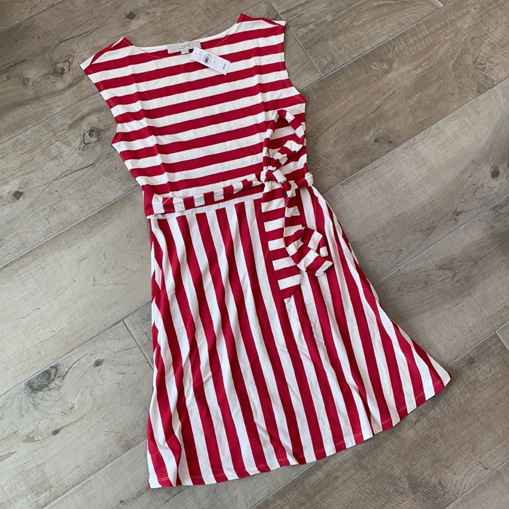 NWT Ann Taylor Loft striped tie waist dress - Picture 3 of 6